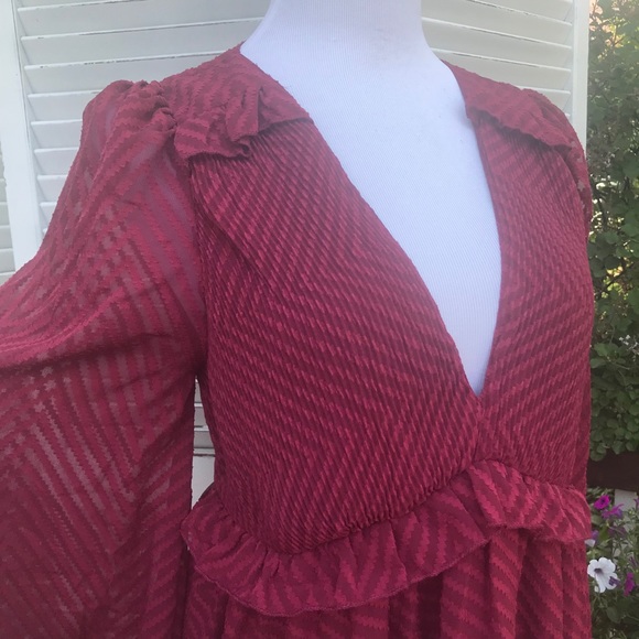 NWOT-ASOS mini babydoll smock dress in chevron - Picture 5 of 8